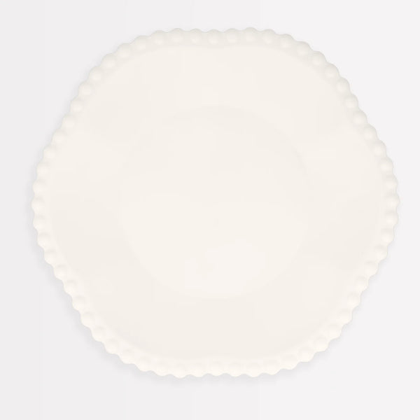 Meri Meri Cream Dot Edged Flower Compostable Dinner Plates