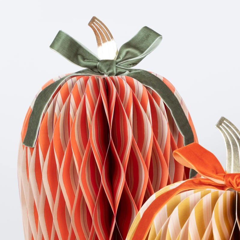 Meri Meri Fall Stripe Paper Honeycomb Pumpkins