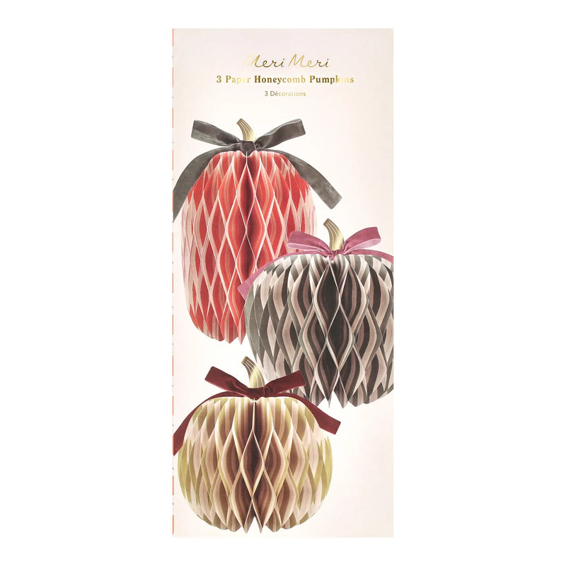 Meri Meri Fall Stripe Paper Honeycomb Pumpkins