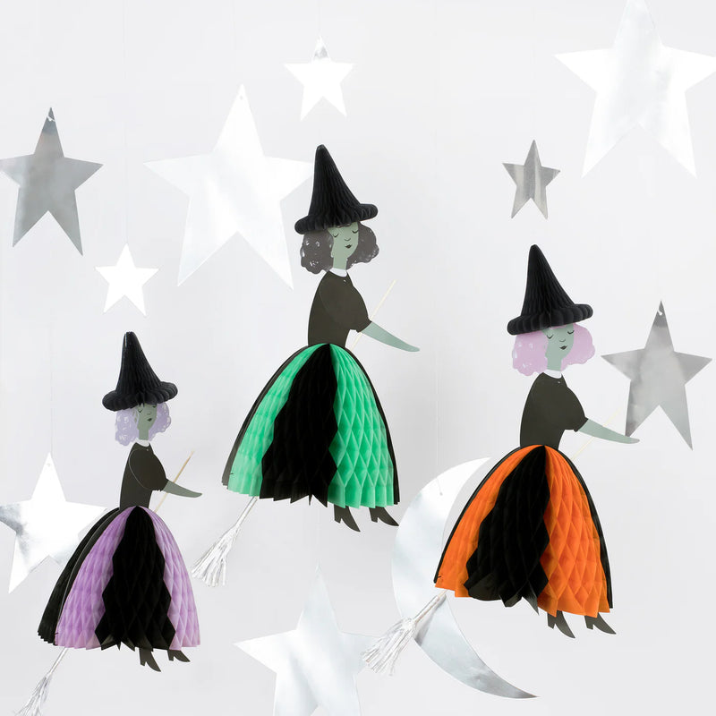 Meri Meri Flying Honeycomb Witch Decorations