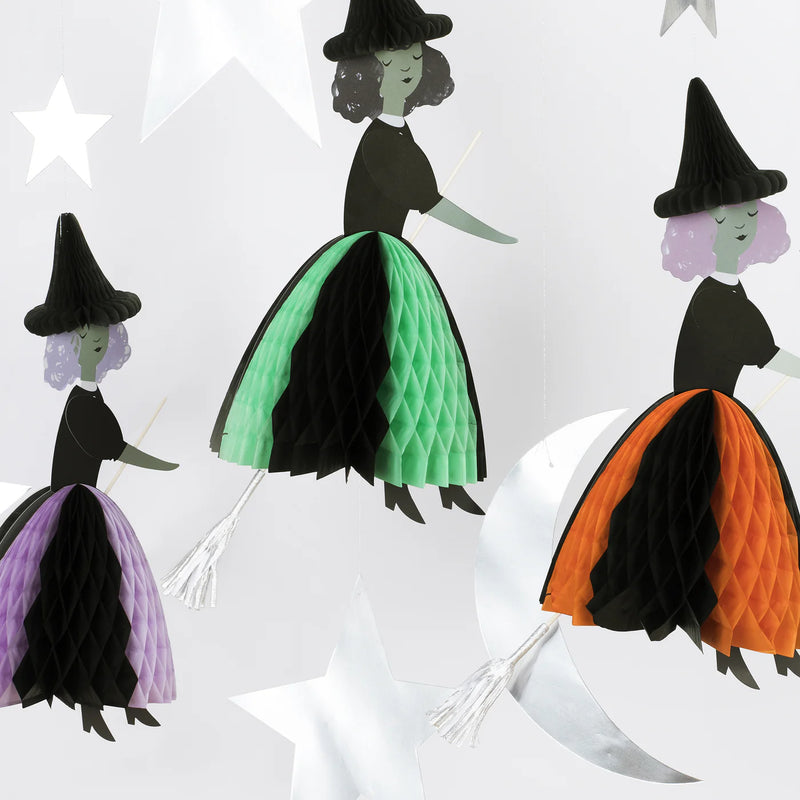 Meri Meri Flying Honeycomb Witch Decorations