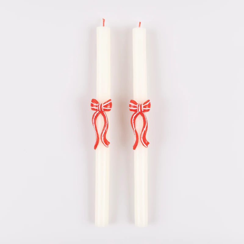 Meri Meri Red Stripy Bow Table Candles
