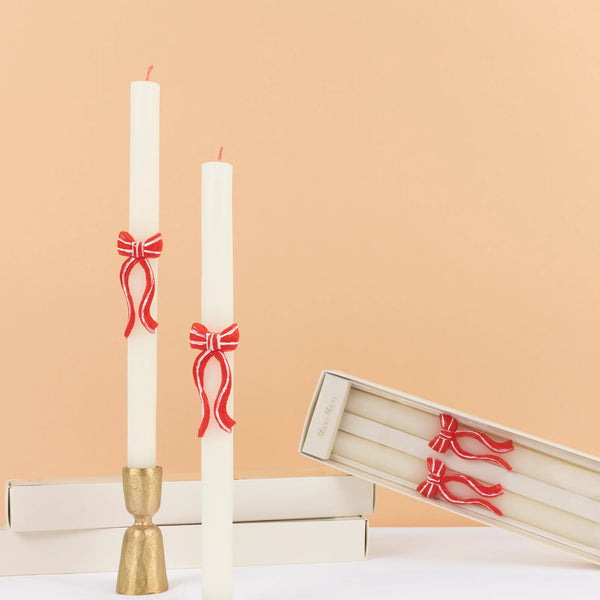 Meri Meri Red Stripy Bow Table Candles