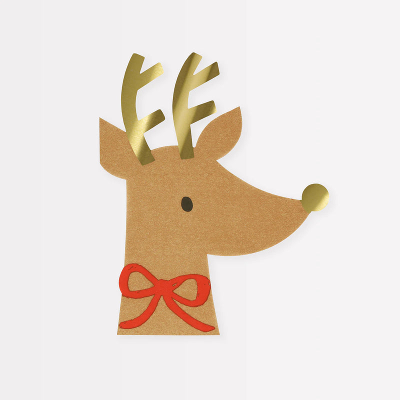 Meri Meri  Reindeer With Red Bow Napkins