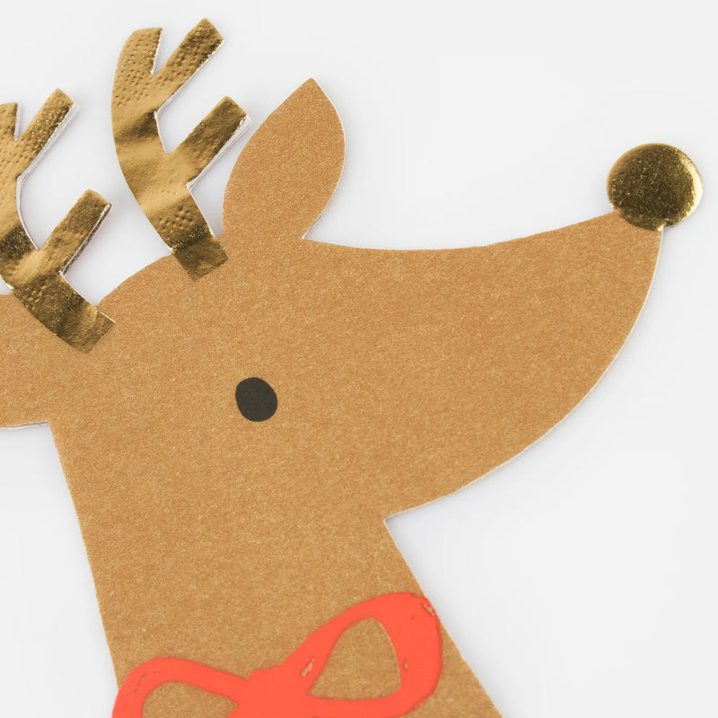 Meri Meri  Reindeer With Red Bow Napkins