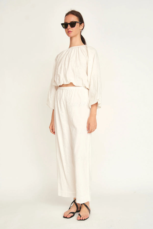 Mirth  Andaman Bubble Top in White Marine Eyelet