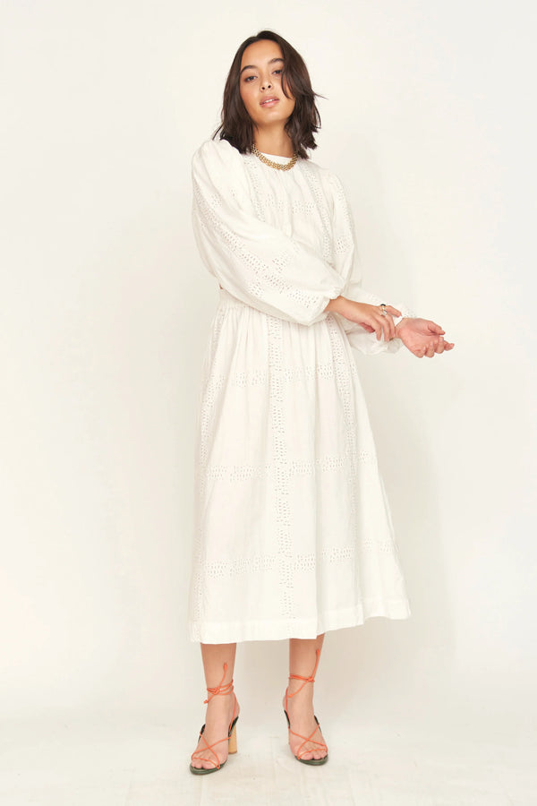 Mirth  Andaman Bubble Top in White Marine Eyelet