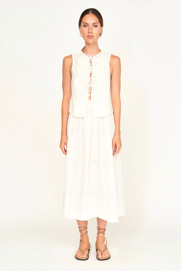 Mirth Cerritos Top in White Box Stitch