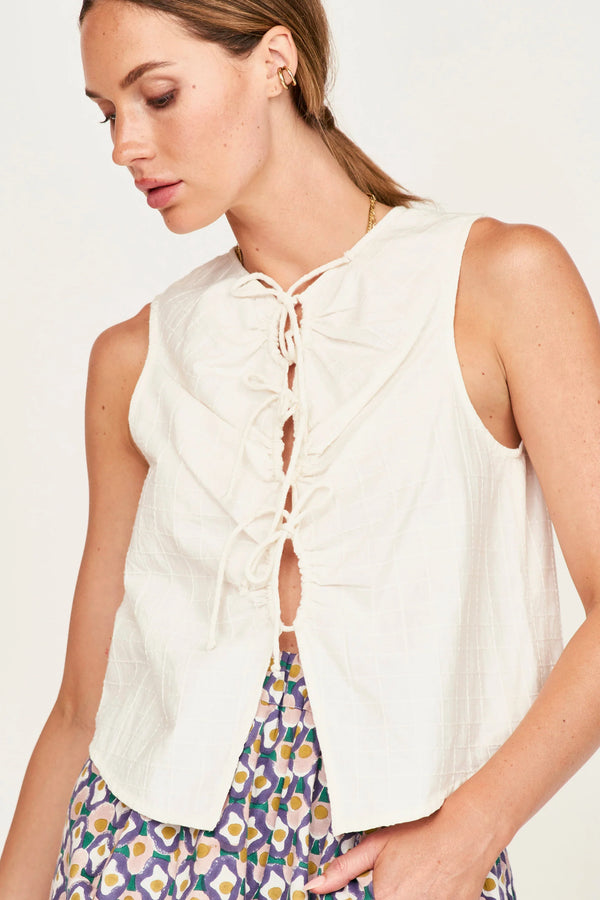 Mirth Cerritos Top in White Box Stitch