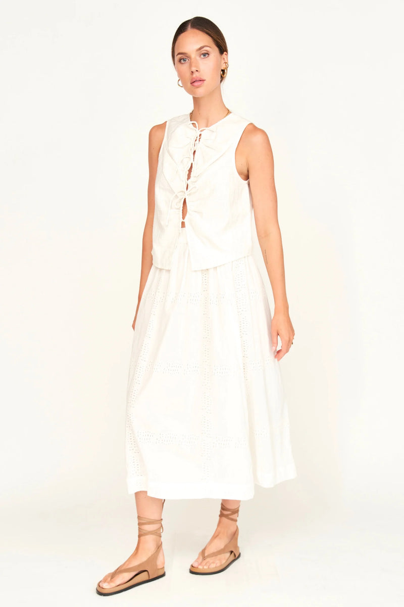 Mirth Cerritos Top in White Box Stitch