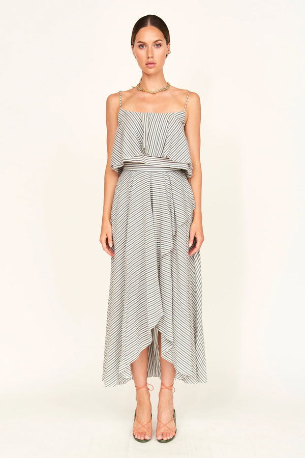 Mirth Clare Ruffle Top in Dune Stripe