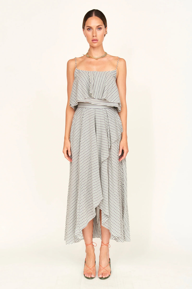 Mirth Clare Ruffle Top in Dune Stripe