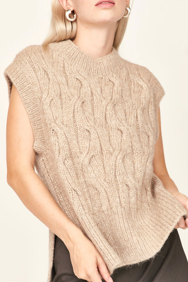 Mirth Cortina Hand Knit Sweater Vest in Camel