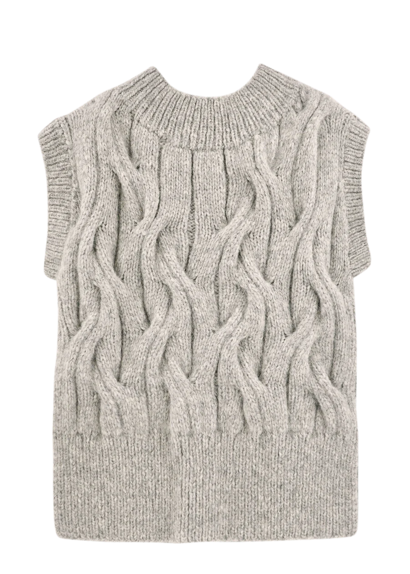 Mirth Cortina Hand Knit Sweater Vest in Dove Grey