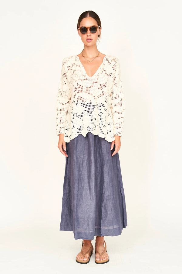Mirth Madrid Crochet Tunic in Natural