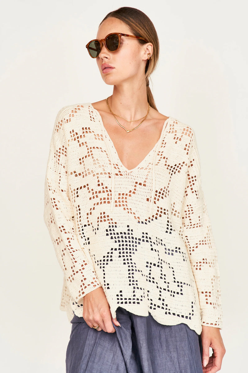 Mirth Madrid Crochet Tunic in Natural