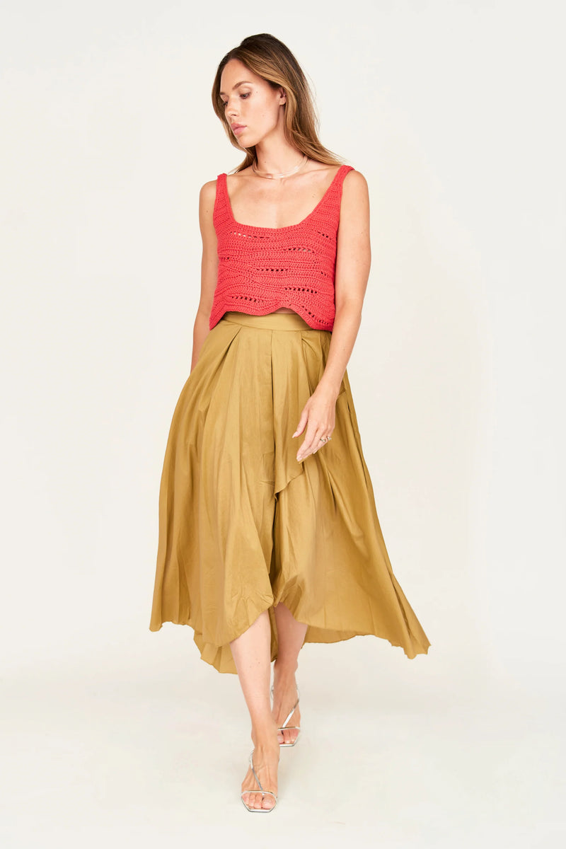 Mirth  Marin Hand Macrame Top in Red