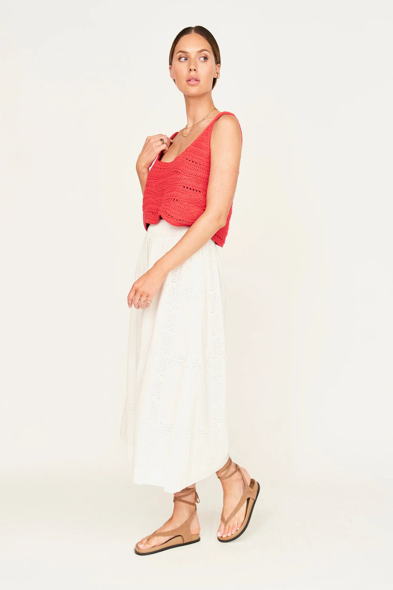 Mirth  Marin Hand Macrame Top in Red