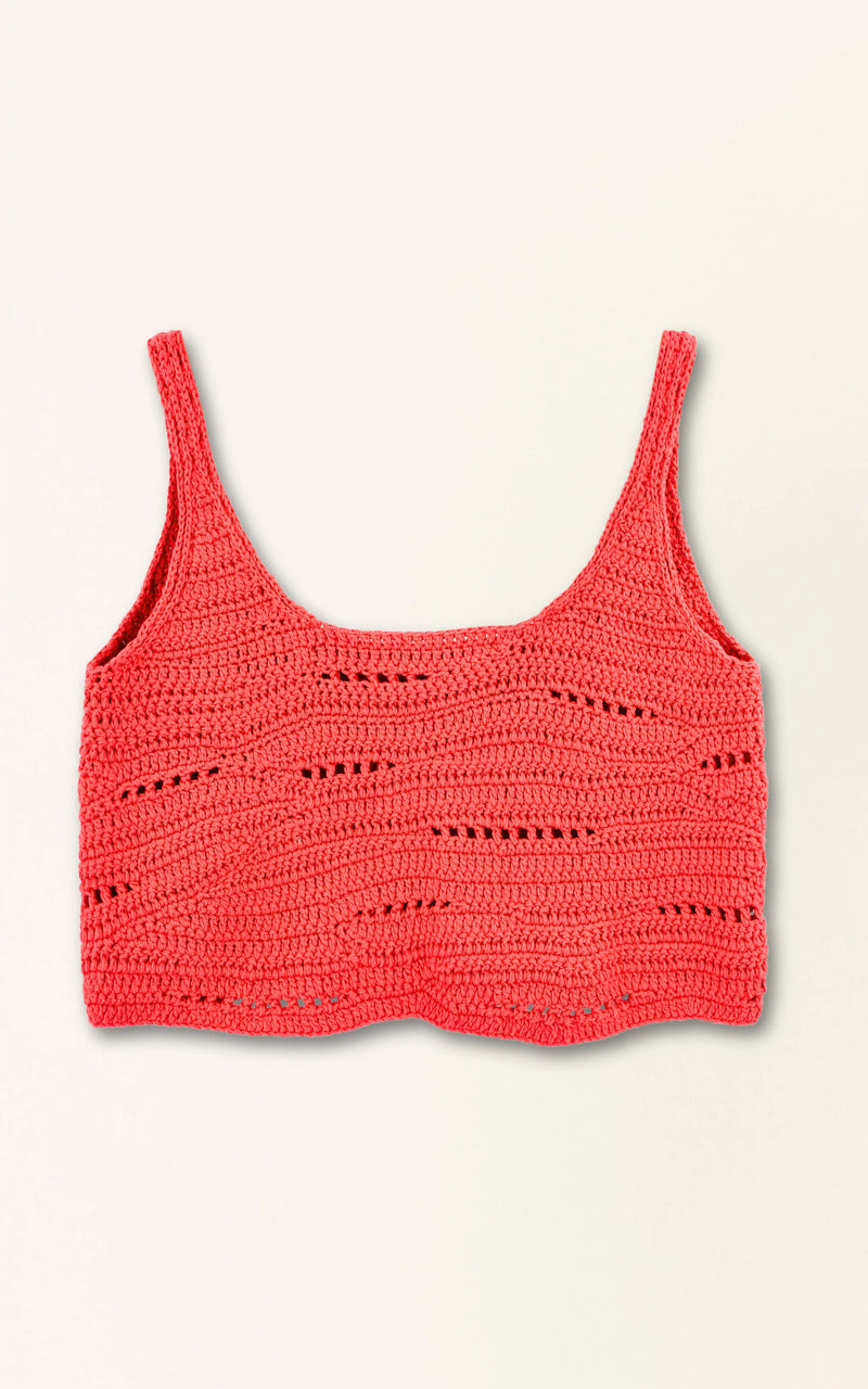 Mirth  Marin Hand Macrame Top in Red