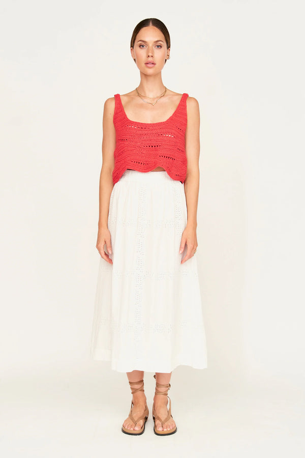Mirth  Marin Hand Macrame Top in Red