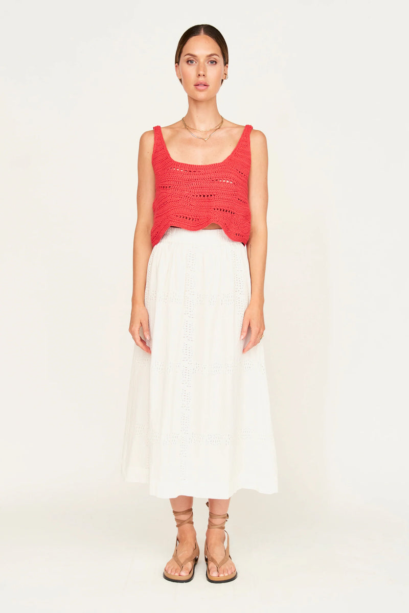 Mirth  Marin Hand Macrame Top in Red