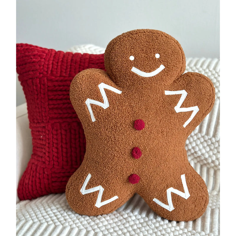 Busa Designs Mr. Gingerbread Shaped Pillow