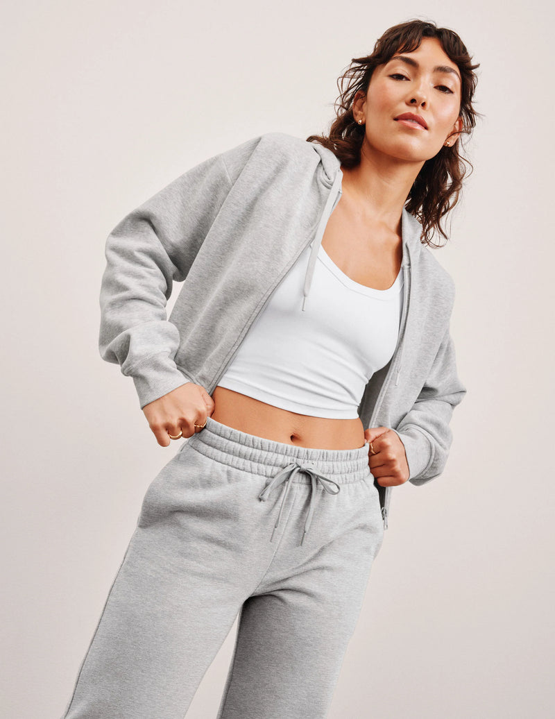 Beyond Yoga Luxefleece Zip Up Hoodie Light Heather Gray
