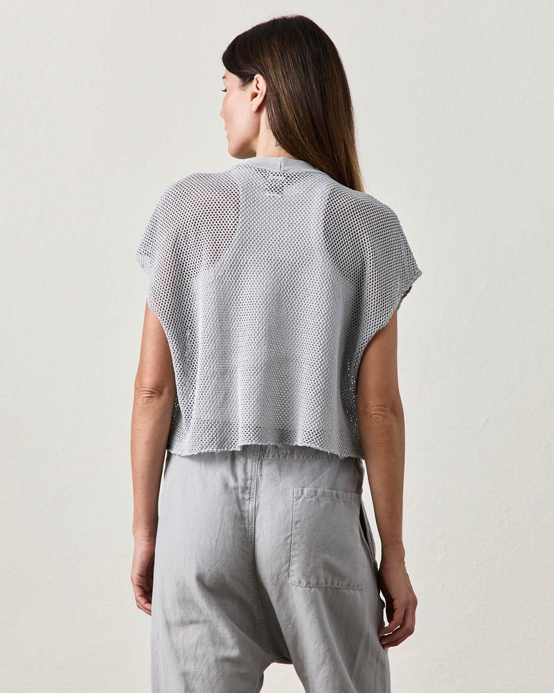 NSF Daryl Mesh Mock Neck T Pale Grey