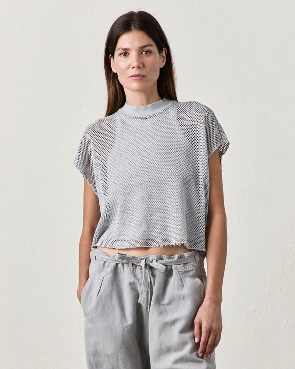 NSF Daryl Mesh Mock Neck T Pale Grey