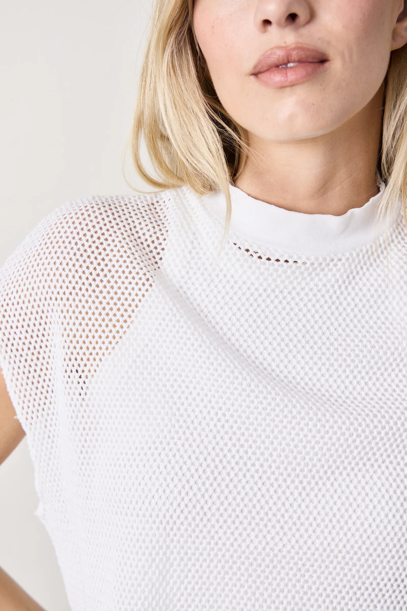 NSF Daryl Mesh Mock Neck T Soft White