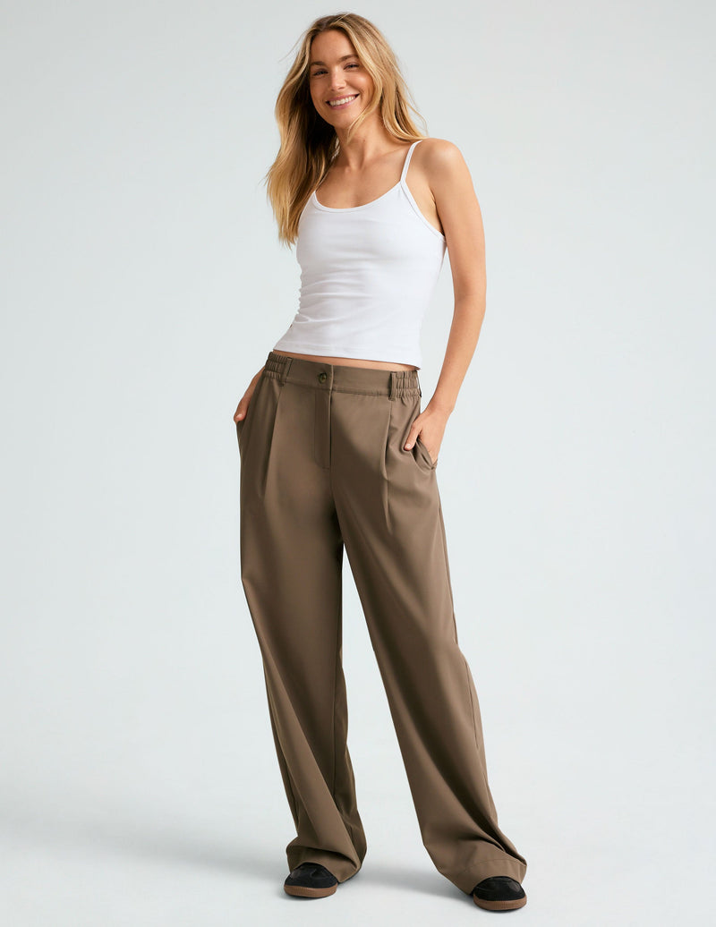 Beyond Yoga Status Wide Leg Trousers Dune