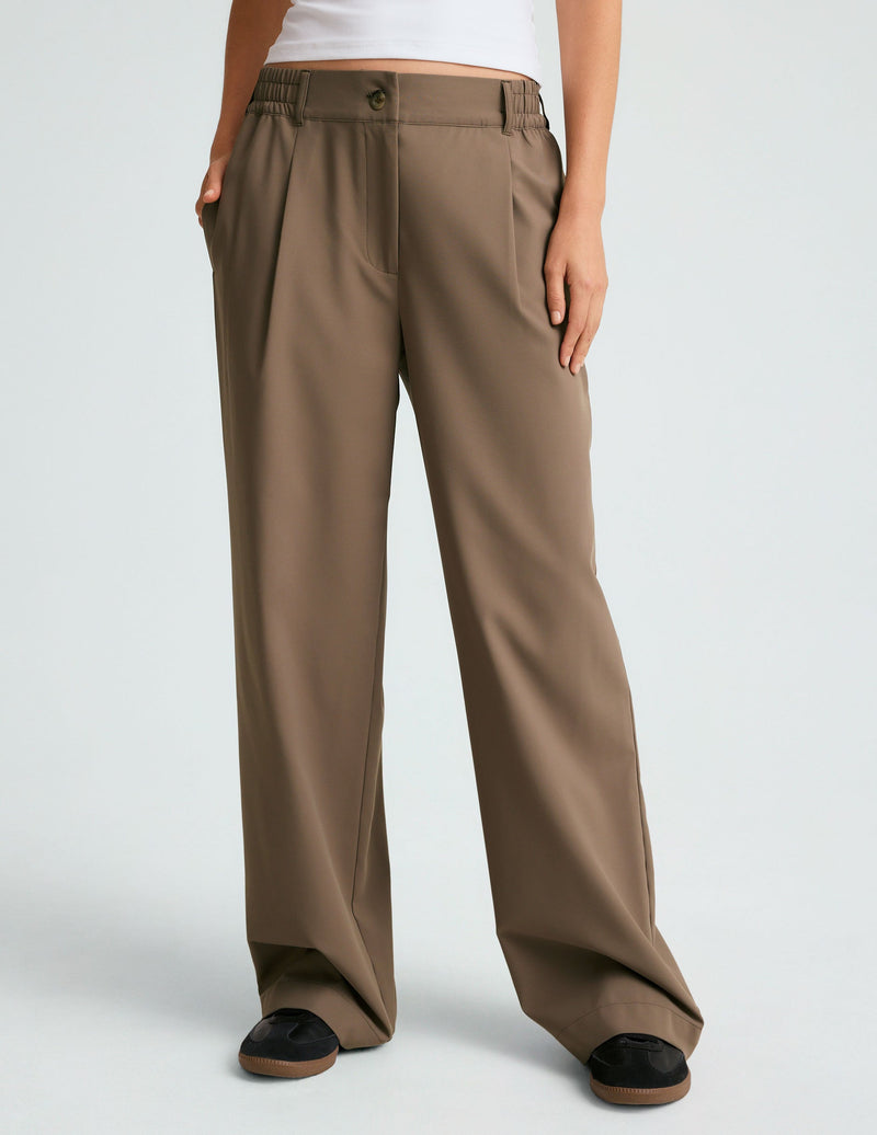 Beyond Yoga Status Wide Leg Trousers Dune