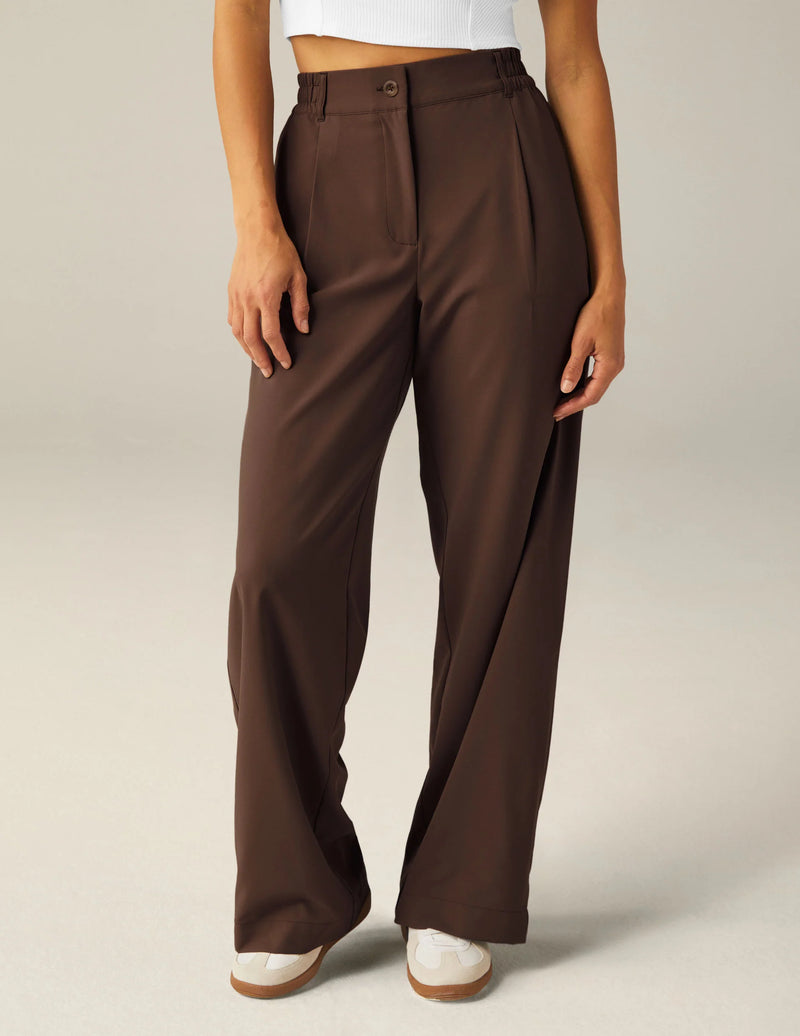 Beyond Yoga Status Wide Leg Trousers Espresso