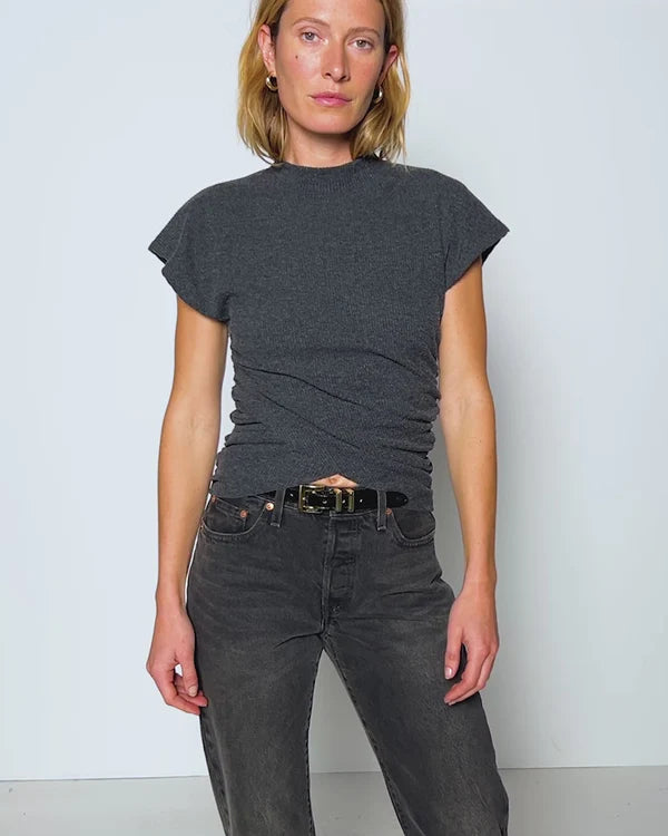 Nation Ltd Khloe Top Dark Charcoal Heather