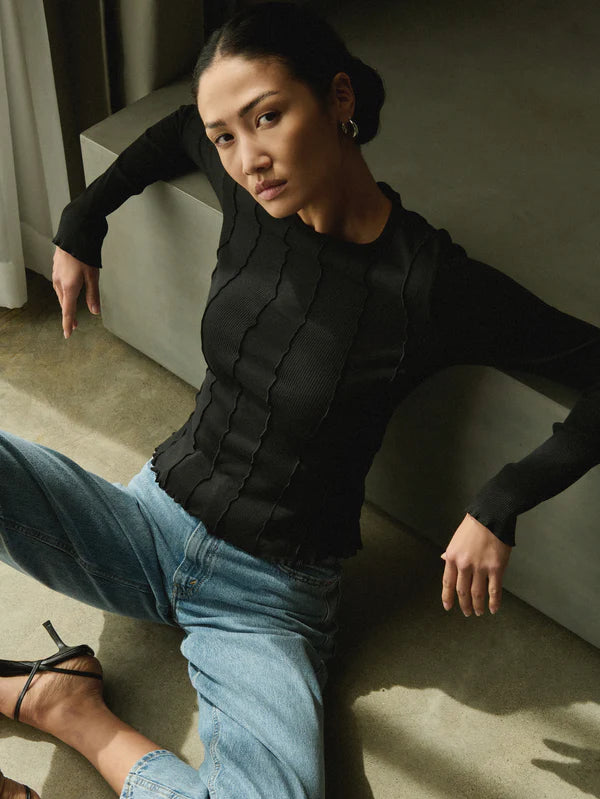 Nation Ltd Nico Seamed Top Jet Black