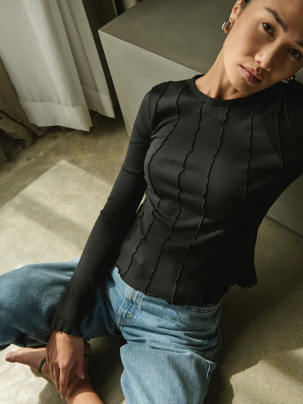 Nation Ltd Nico Seamed Top Jet Black