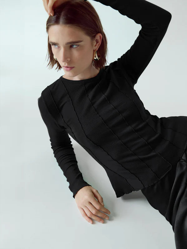 Nation Ltd Nico Seamed Top Jet Black