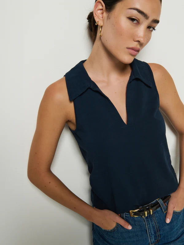 Nation Ltd Roberta Collared Tank Night Sky