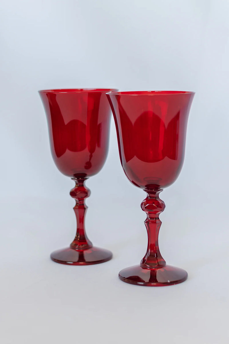 Estelle Colored Glass Colored Regal Goblet Red