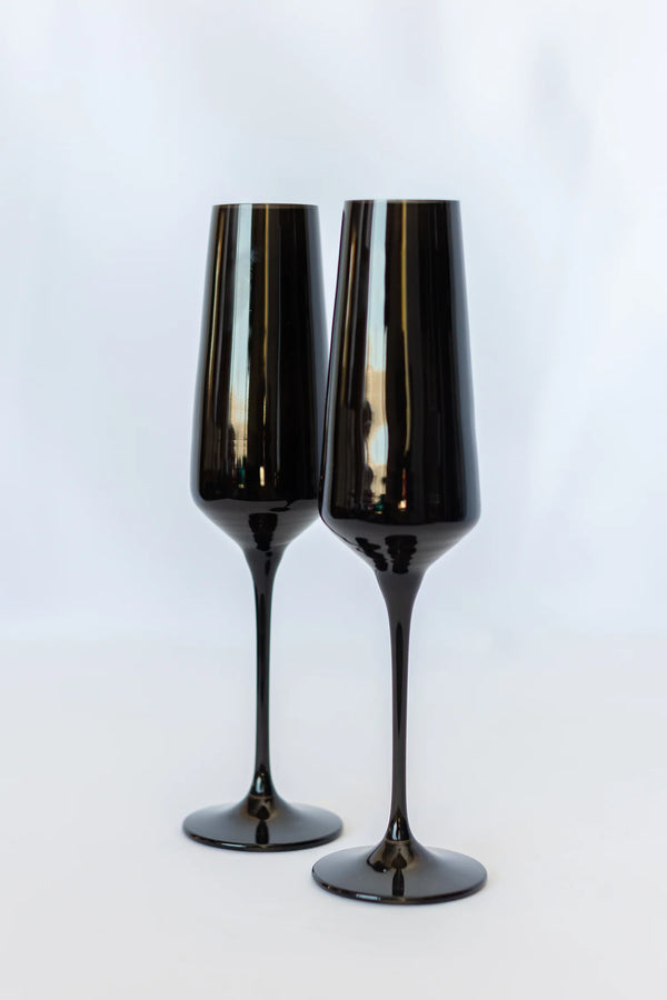 Estelle Colored Glass Champagne Flute Black