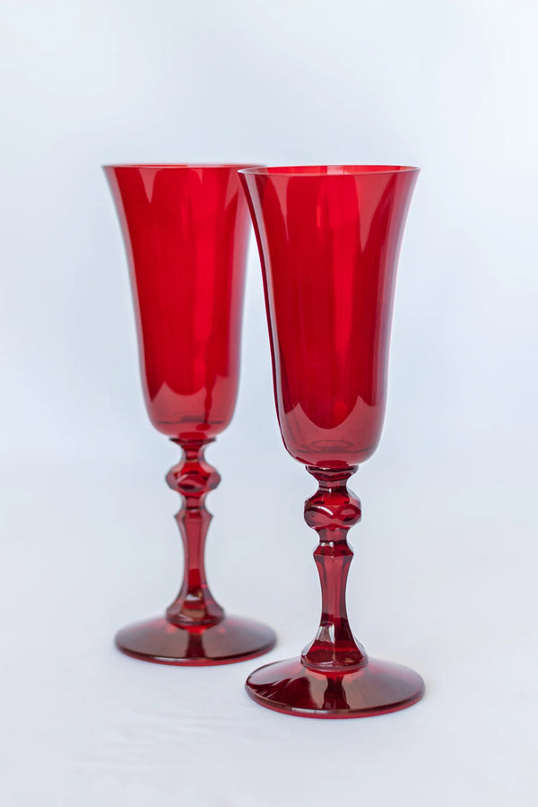 Estelle Colored Glass Colored Regal Flute Red
