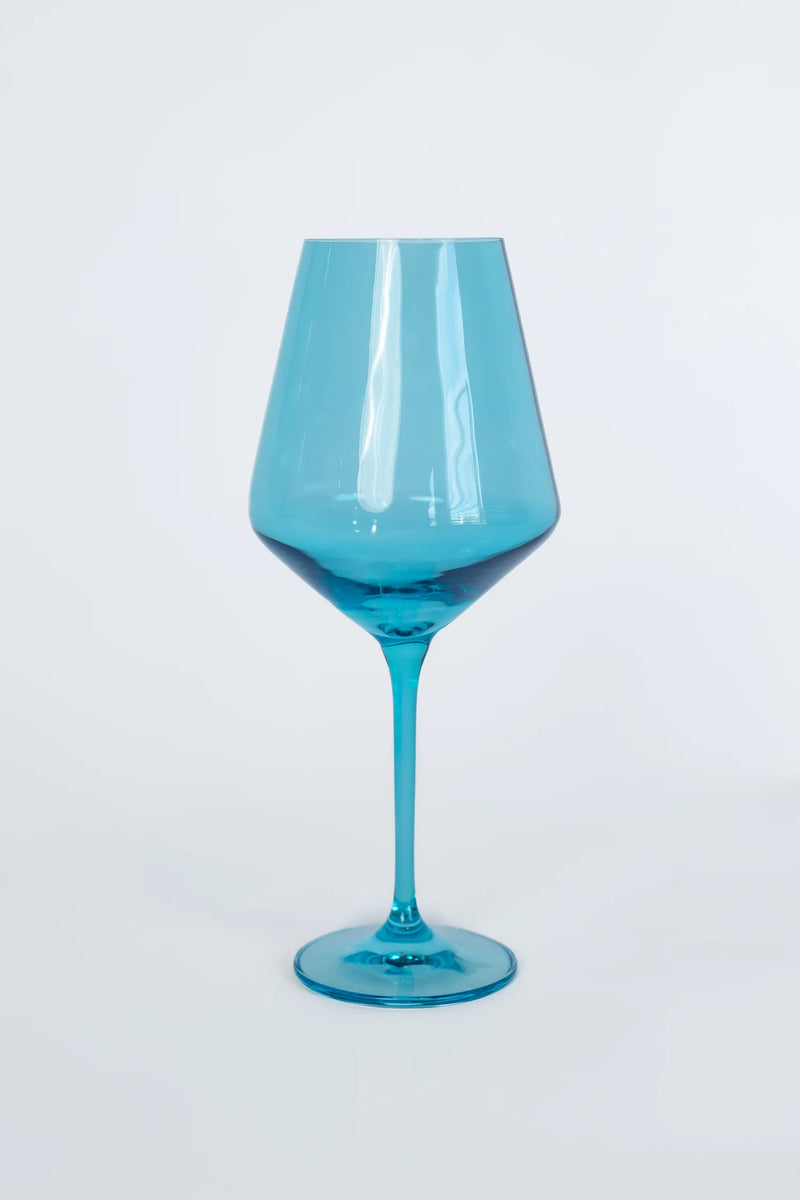 Estelle Colored Glass Wine Stemware Ocean Blue