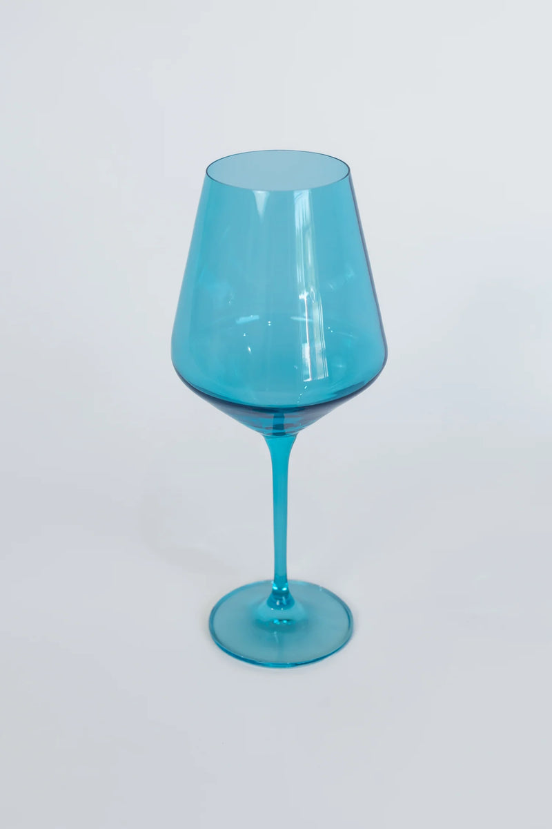 Estelle Colored Glass Wine Stemware Ocean Blue