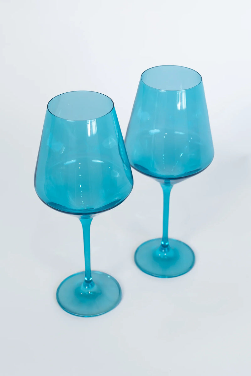 Estelle Colored Glass Wine Stemware Ocean Blue