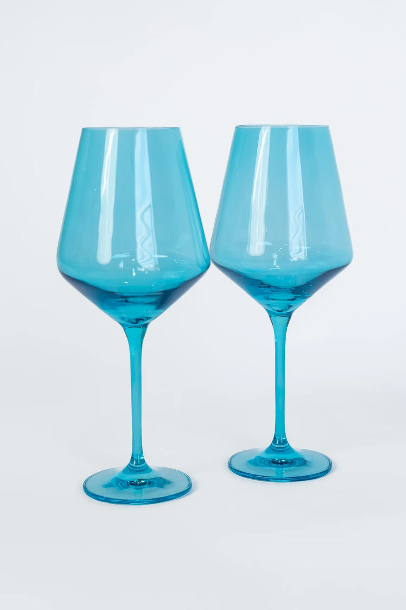 Estelle Colored Glass Wine Stemware Ocean Blue