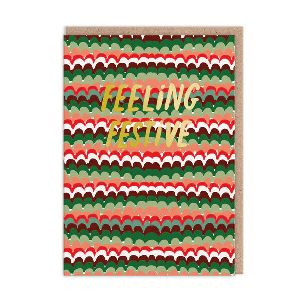 Ohh Deer Festive Scallops Pattern Greeting Card