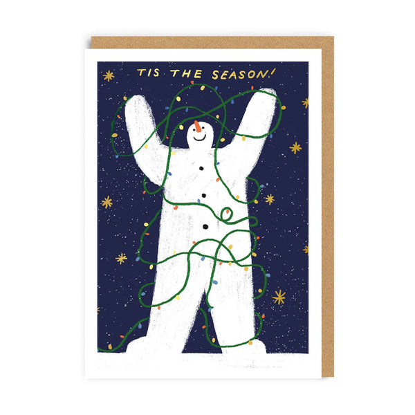 Ohh Deer Tis The Season Snowman Christmas Card