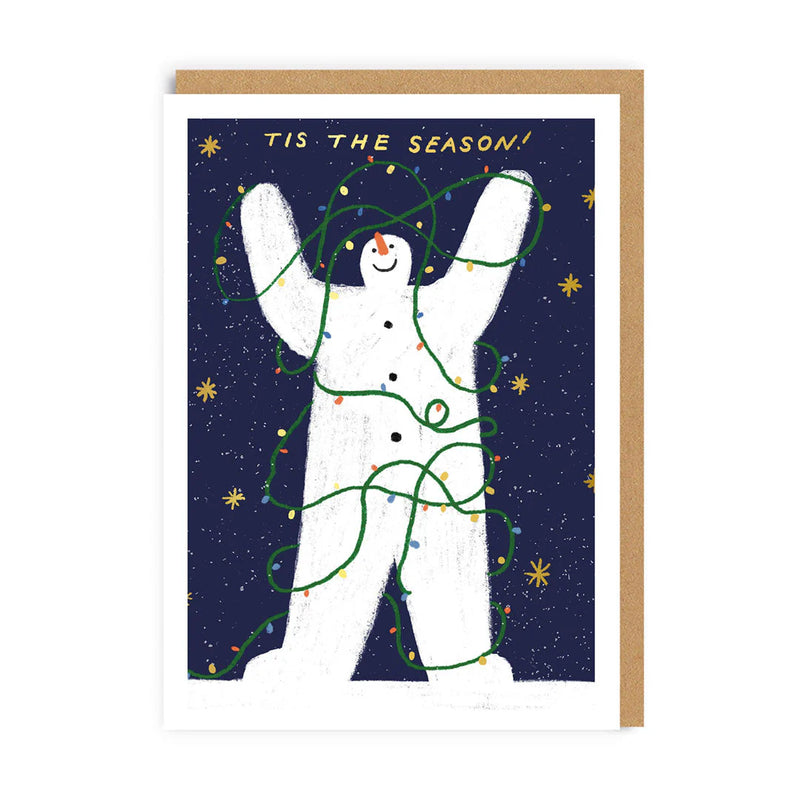 Ohh Deer Tis The Season Snowman Christmas Card