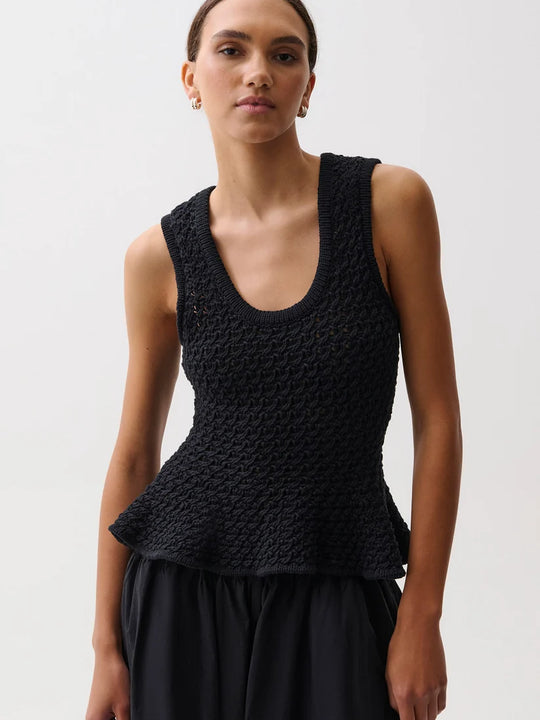 Pistola Anna Peplum Sweater Tank - Black
