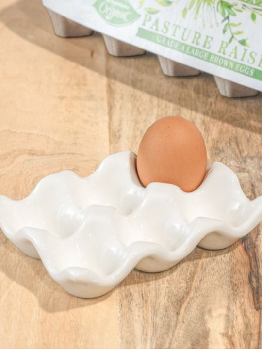 PD Home + Garden White Ceramic Egg Tray